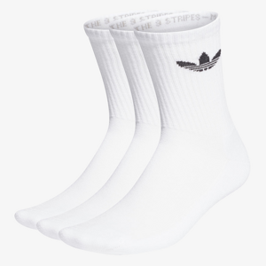 adidas Originals Cushioned Trefoil Mid-Cut Crew Socks 3-Pack White/ Black