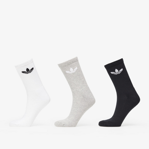 adidas Originals Cushioned Trefoil Mid-Cut Crew Socks 3-Pack White/ Medium Grey Heather/ Black