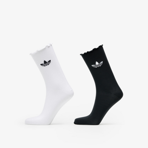 adidas Semi-Sheer Ruffle Crew Socks 2-Pack White/ Black
