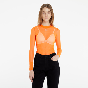 Calvin Klein Jeans Mesh Long Sleeve Top Shocking Orange