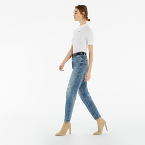 Calvin Klein Jeans Micro Branding Stretch Mock Neck Bright White