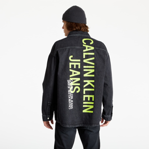 Calvin Klein Jeans Ovrsizd Modern Denim Shirt Jacket Washed Black With Black Cord Collar