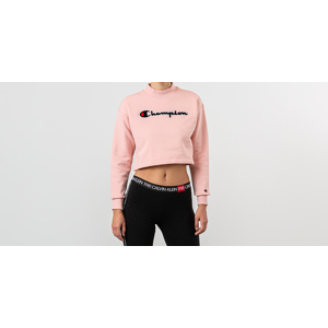 Champion Velvet Script Logo High Neck Sweatshirt Pink
