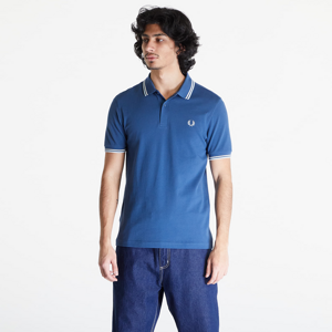 FRED PERRY Twin Tipped Polo Short Sleeve Tee Midnight Blue/ Ecru/ Light Ice