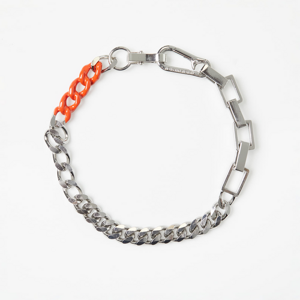 HERON PRESTON Dip Dye Multichain Necklace Silver/ Orange