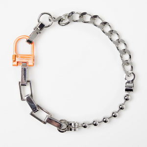 Heron Preston Multichain Square Necklace Silver/ Orange