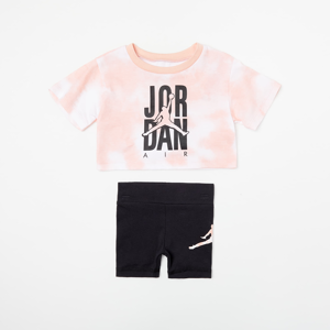 Jordan Tie-Dye T-Shirt And Bike Shorts Set (2-7Y) Black/ Peach