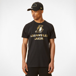 New Era LA Lakers Metallic Logo Black T-Shirt Black Stone Washed No Length