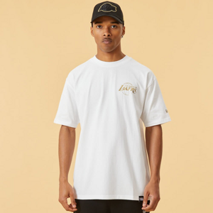 New Era LA Lakers Metallic Print White T-Shirt White