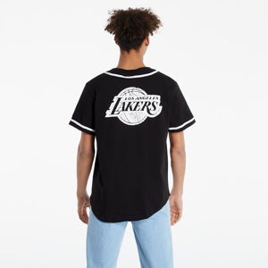 New Era Los Angeles Lakers Distressed Logo Button Up Tee Black