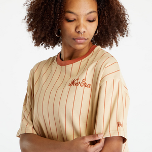 New Era Pinstripe Oversized T-Shirt Light Beige/ Brown