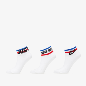 Nike Ankle Socks (3 Pairs) White/ Black/ Game Royal/ University Red