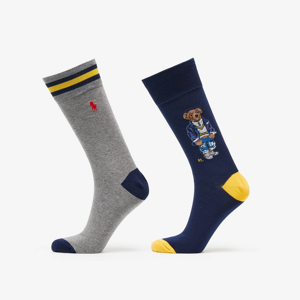 Polo Ralph Lauren Preppy Bear Socks 2-Pack Grey/ Navy