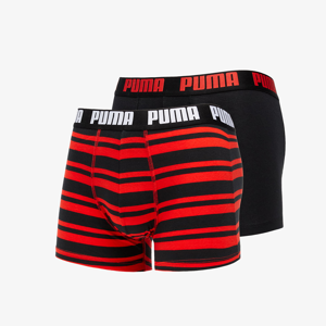 Puma 2 Pack Heritage Stripe Boxers Red/ Black