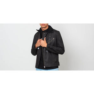 SELECTED Ray Leather/ Wool Biker Jacket Black