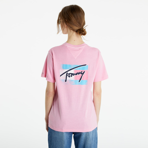 Tommy Jeans Relaxed Painted Flag Tee Pink Daisy