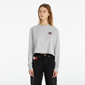 Tommy Jeans Tommy Badge Longsleeve Cropped T-Shirt Silver Grey Htr