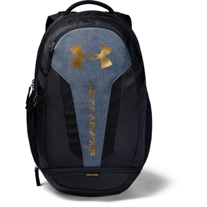 Under Armour Hustle 5.0 Backpack Black Medium Heather/ Metallic Gold Luster